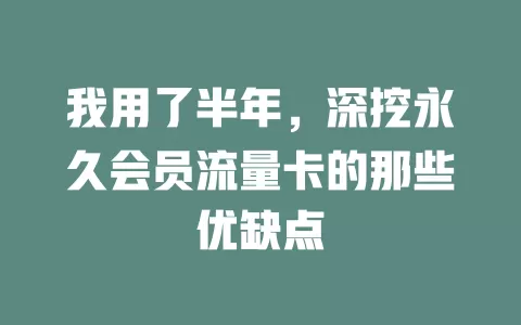 我用了半年，深挖永久会员流量卡的那些优缺点