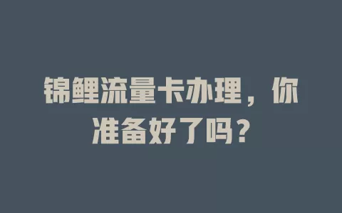 锦鲤流量卡办理，你准备好了吗？