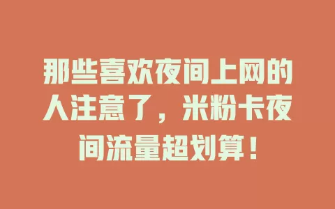 那些喜欢夜间上网的人注意了，米粉卡夜间流量超划算！