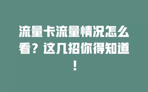 流量卡流量情况怎么看？这几招你得知道！