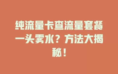 纯流量卡查流量套餐一头雾水？方法大揭秘！