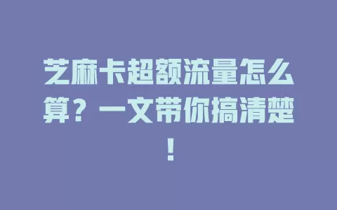 芝麻卡超额流量怎么算？一文带你搞清楚！