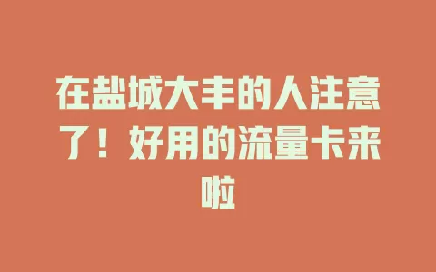 在盐城大丰的人注意了！好用的流量卡来啦
