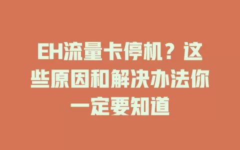 EH流量卡停机？这些原因和解决办法你一定要知道