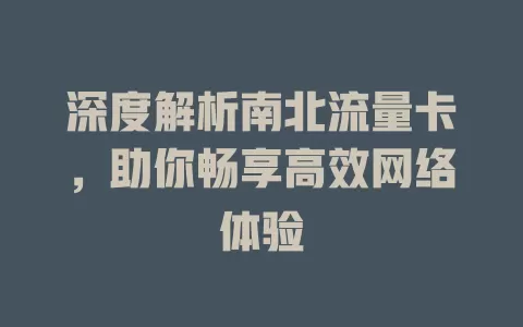 深度解析南北流量卡，助你畅享高效网络体验