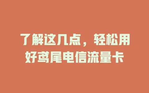 了解这几点，轻松用好鸢尾电信流量卡