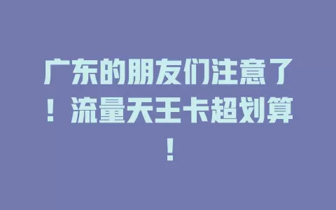 广东的朋友们注意了！流量天王卡超划算！
