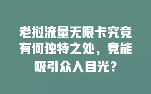 老挝流量无限卡究竟有何独特之处，竟能吸引众人目光？