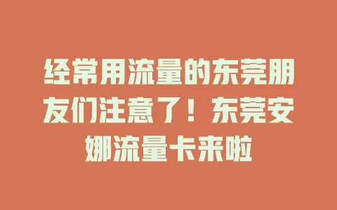 经常用流量的东莞朋友们注意了！东莞安娜流量卡来啦