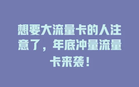 想要大流量卡的人注意了，年底冲量流量卡来袭！