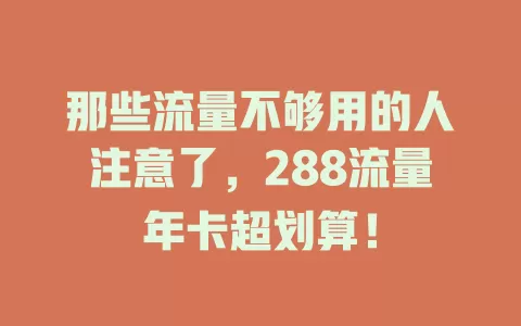 那些流量不够用的人注意了，288流量年卡超划算！