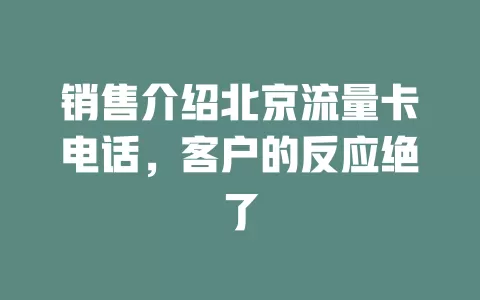销售介绍北京流量卡电话，客户的反应绝了