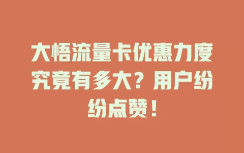 大悟流量卡优惠力度究竟有多大？用户纷纷点赞！