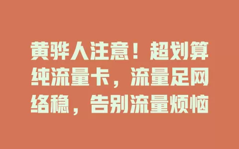 黄骅人注意！超划算纯流量卡，流量足网络稳，告别流量烦恼