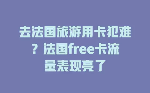 去法国旅游用卡犯难？法国free卡流量表现亮了