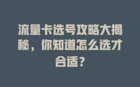 流量卡选号攻略大揭秘，你知道怎么选才合适？