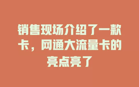 销售现场介绍了一款卡，网通大流量卡的亮点亮了