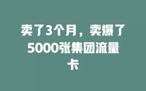 卖了3个月，卖爆了5000张集团流量卡