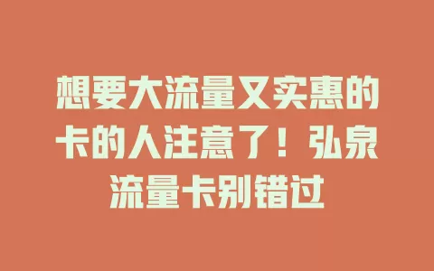 想要大流量又实惠的卡的人注意了！弘泉流量卡别错过