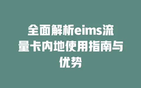 全面解析eims流量卡内地使用指南与优势