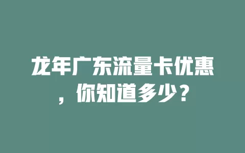 龙年广东流量卡优惠，你知道多少？