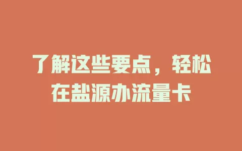 了解这些要点，轻松在盐源办流量卡