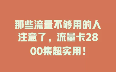 那些流量不够用的人注意了，流量卡2800集超实用！