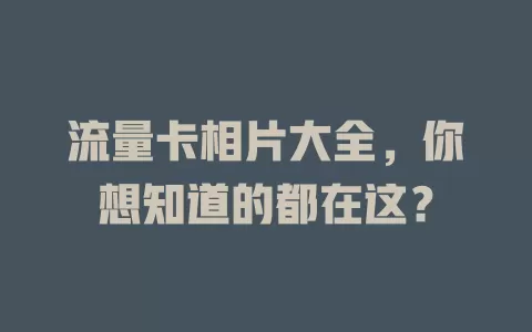 流量卡相片大全，你想知道的都在这？