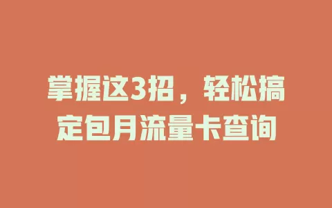 掌握这3招，轻松搞定包月流量卡查询