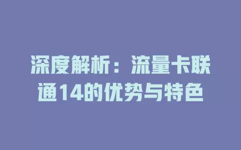 深度解析：流量卡联通14的优势与特色