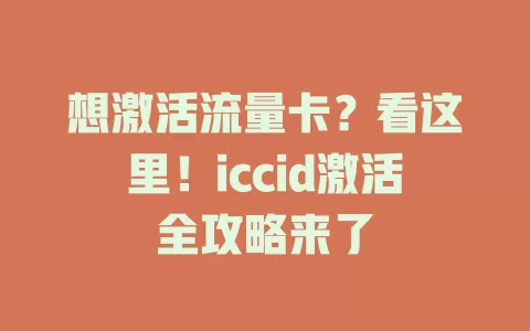 想激活流量卡？看这里！iccid激活全攻略来了