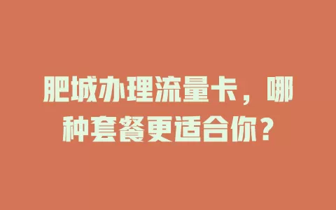 肥城办理流量卡，哪种套餐更适合你？