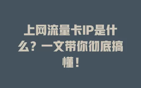 上网流量卡IP是什么？一文带你彻底搞懂！