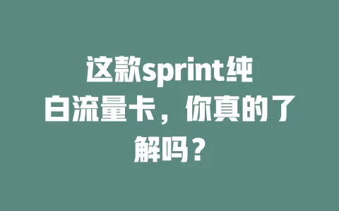 这款sprint纯白流量卡，你真的了解吗？