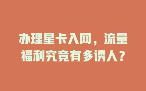 办理星卡入网，流量福利究竟有多诱人？