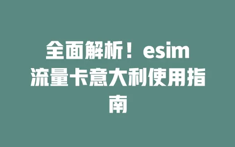 全面解析！esim流量卡意大利使用指南