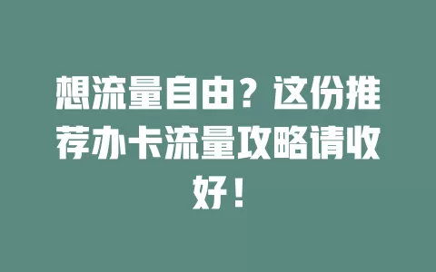 想流量自由？这份推荐办卡流量攻略请收好！