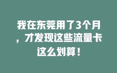 我在东莞用了3个月，才发现这些流量卡这么划算！
