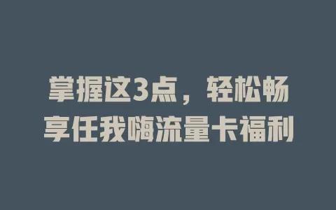 掌握这3点，轻松畅享任我嗨流量卡福利