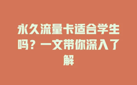 永久流量卡适合学生吗？一文带你深入了解