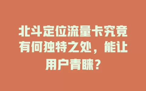 北斗定位流量卡究竟有何独特之处，能让用户青睐？