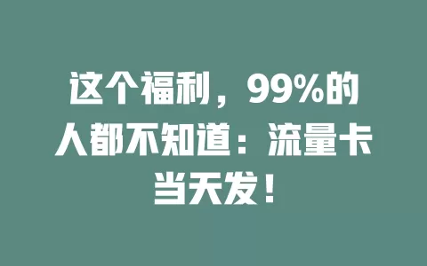 这个福利，99%的人都不知道：流量卡当天发！