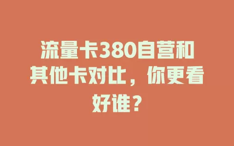 流量卡380自营和其他卡对比，你更看好谁？