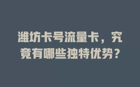 潍坊卡号流量卡，究竟有哪些独特优势？