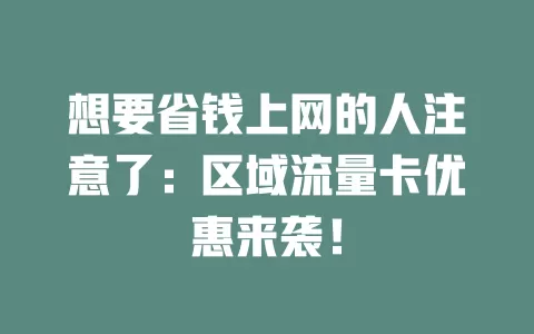 想要省钱上网的人注意了：区域流量卡优惠来袭！