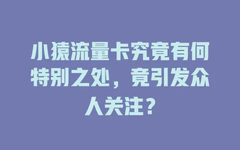 小猿流量卡究竟有何特别之处，竟引发众人关注？