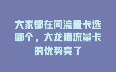 大家都在问流量卡选哪个，大龙猫流量卡的优势亮了