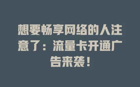 想要畅享网络的人注意了：流量卡开通广告来袭！