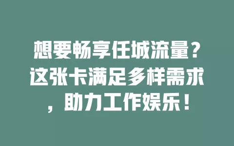 想要畅享任城流量？这张卡满足多样需求，助力工作娱乐！