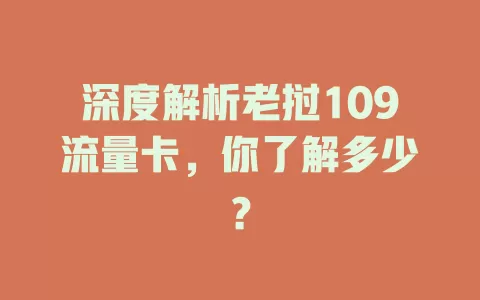 深度解析老挝109流量卡，你了解多少？